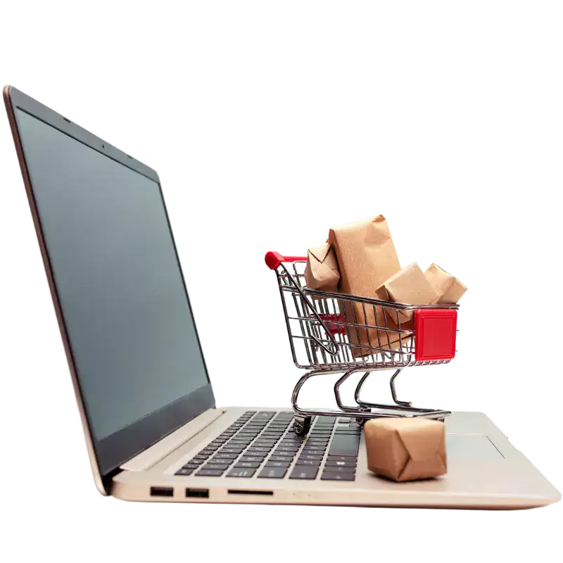 E-commerce - laptop with shopping cart